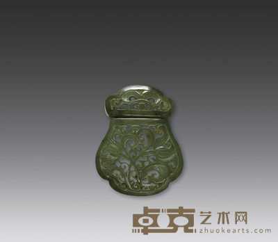 辽代 墨玉香盒 高3.5cm